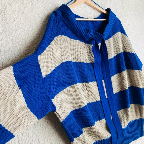 Free People Cassidy Off The shoulder Pullover in Cobalt Combo, Sz S - Picture 4 of 15